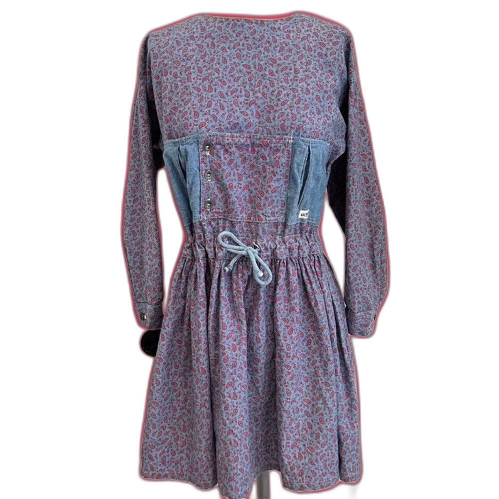 Vintage 80s 90s Guess Jeans Denim Paisley DRESS by Georges Marciano